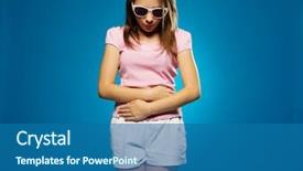  Presentation with hands down - Presentation design having growing child 12 - young girl with a stomach background and a ocean colored foreground