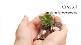  Presentation with growing - Presentation design with canned green peas in plate on wooden background background and a light gray colored foreground