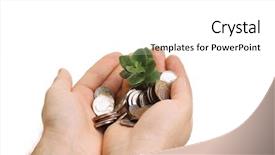  Presentation with growing - PPT layouts enhanced with growing from pile of coins background and a  colored foreground