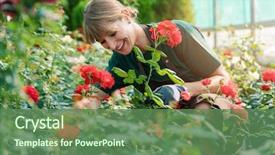  Presentation with commercial - PPT layouts with growing housing market - commercial gardener woman working background and a ocean colored foreground