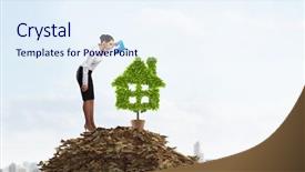  Presentation with housing market - Presentation theme enhanced with growing housing market - make your income grow mixed background and a sky blue colored foreground