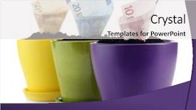  Presentation with growing micro greens isolated - Colorful presentation design enhanced with growing money in colorful flowerpots backdrop and a white colored foreground