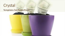  Presentation with growing - Amazing presentation having growing money in colorful flowerpots backdrop and a cream colored foreground