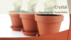  Presentation with growing - PPT layouts featuring growing money in flowerpots isolated background and a cream colored foreground