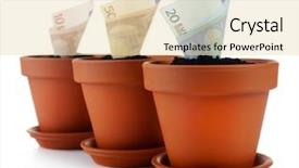  Presentation with growing - Colorful PPT theme enhanced with growing money in flowerpots isolated backdrop and a lemonade colored foreground