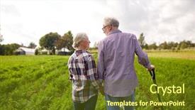  Presentation with old people - PPT theme having growing old - farming gardening agriculture and people background and a tawny brown colored foreground