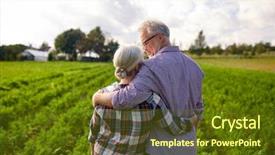  Presentation with senior couple - Colorful slide set enhanced with growing old - farming gardening agriculture and people backdrop and a tawny brown colored foreground
