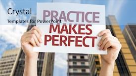  Presentation with urban economy development - PPT theme consisting of growing participation - practice makes perfect card background and a light blue colored foreground