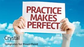  Presentation with perfect - Colorful PPT layouts enhanced with growing participation - practice makes perfect card backdrop and a arctic colored foreground