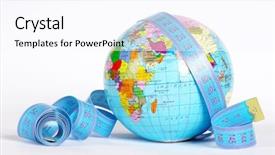  Presentation with history earth globe isolated white - Presentation theme having growing population - globe on white background and a sky blue colored foreground