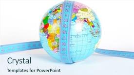  Presentation with globe - Cool new presentation design with growing population - globe on white backdrop and a sky blue colored foreground