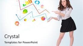  Presentation with colorful - Amazing presentation theme having growing population - young business woman presenting colorful backdrop and a white colored foreground