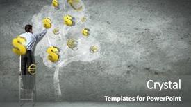  Presentation with money tree - Beautiful slide set featuring growing trees - businessman on ladder pointing backdrop and a gray colored foreground