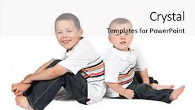  Presentation with big brothers - Cool new presentation theme with growing up kids - brothers sitting together back backdrop and a white colored foreground