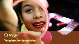  Presentation with imagination - Slide deck featuring growing up kids - little girl playing with makeup background and a red colored foreground