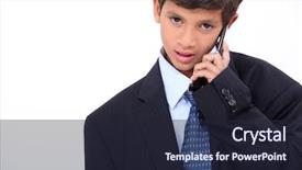  Presentation with business growing - Slide set consisting of growing up kids - young boy in adult business background and a wine colored foreground