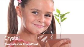  Presentation with oak - PPT theme enhanced with growing up kids - young girl with an oak background and a coral colored foreground