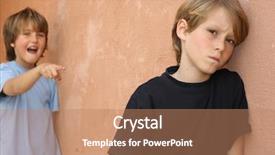  Presentation with school bullying - Cool new presentation design with growing up kids - young school boy bullying another backdrop and a coral colored foreground