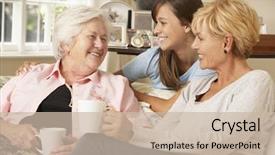  Presentation with teenage suicide - Slide set having grown - adult daughter with teenage granddaughter background and a soft green colored foreground