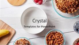  Presentation with flakes cereal - Presentation theme featuring grown - ingredients for preparing healthy breakfast background and a light gray colored foreground