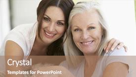  Presentation with grown - Amazing PPT theme having grown - mature mother and daughter hugging backdrop and a coral colored foreground