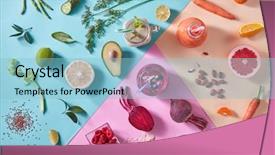  Presentation with plastic straws - Theme consisting of grown - orange green and red smoothies background and a light blue colored foreground