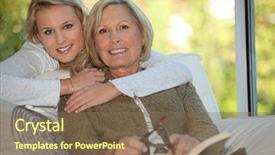  Presentation with child girl reading a book - Audience pleasing theme consisting of her grandmother reading a book backdrop and a violet colored foreground