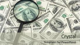  Presentation with business growth - Amazing presentation theme having profitability growth - magnifying glass and money backdrop and a mint green colored foreground