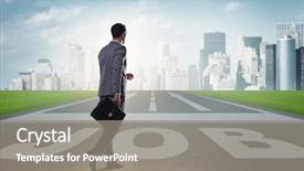  Presentation with career - Amazing PPT theme having growth decision - businessman walking towards his career backdrop and a gray colored foreground
