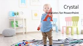  Presentation with letter - PPT theme consisting of growth decision - cute little boy holding letter background and a cool aqua colored foreground