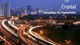  Presentation with city moon - Beautiful PPT theme featuring flyovers over full moon bus backdrop and a ocean colored foreground