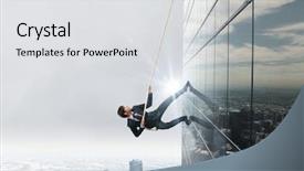  Presentation with competition - PPT theme featuring growth difficulty - concept of competition with businessman background and a light gray colored foreground