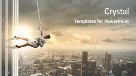  Presentation with difficulty - Slide set featuring growth difficulty - concept of competition with businesswoman background and a gray colored foreground