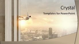  Presentation with competition - PPT theme featuring growth difficulty - concept of competition with businesswoman background and a soft green colored foreground