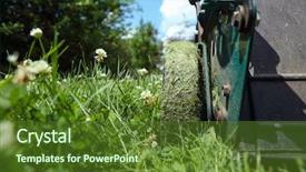  Presentation with engine - Slides having growth engine - lawnmower cutting grass background and a tawny brown colored foreground