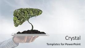  Presentation with green - Beautiful PPT theme featuring growth engine - man presenting green concept backdrop and a sky blue colored foreground