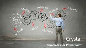  Presentation with engine - Slide set consisting of growth engine - man presenting teamwork concept mixed background and a gray colored foreground