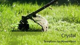  Presentation with engine - Cool new theme with growth engine - mowing a lawn backdrop and a yellow colored foreground