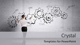  Presentation with teamwork - Presentation design with growth engine - woman presenting teamwork concept mixed background and a  colored foreground