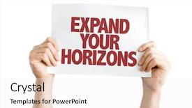  Presentation with growth mindset - PPT layouts having growth mindset - expand your horizons placard isolated background and a sky blue colored foreground