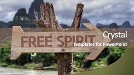  Presentation with growth mindset - PPT theme featuring growth mindset - free spirit wooden sign background and a coral colored foreground