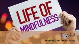  Presentation with growth mindset - PPT theme featuring growth mindset - life of mindfulness placard background and a coral colored foreground