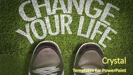  Presentation with growth mindset - Theme with growth mindset - top view of sneakers background and a tawny brown colored foreground