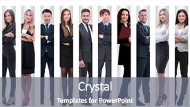  Presentation with business growth - Colorful PPT theme enhanced with growth modern successful business people backdrop and a  colored foreground