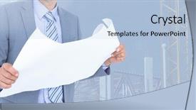  Presentation with composite construction - Cool new presentation theme with growth real estate - composite image of construction site backdrop and a light blue colored foreground