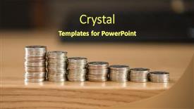  Presentation with saving - PPT theme with growth-stacking-coins-investment background and a tawny brown colored foreground