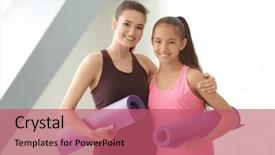  Presentation with weight - Theme with growth weight body - mother and daughter standing background and a coral colored foreground