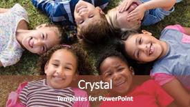  Presentation with children - PPT theme with growth year - directly above portrait of children background and a tawny brown colored foreground