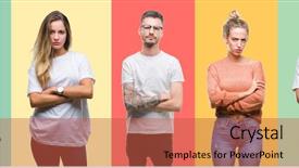  Presentation with people collage - Beautiful theme featuring grumpy - collage of group people women backdrop and a red colored foreground
