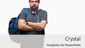  Presentation with red cross medical - Presentation design consisting of grumpy - young hipster man wearing red background and a white colored foreground